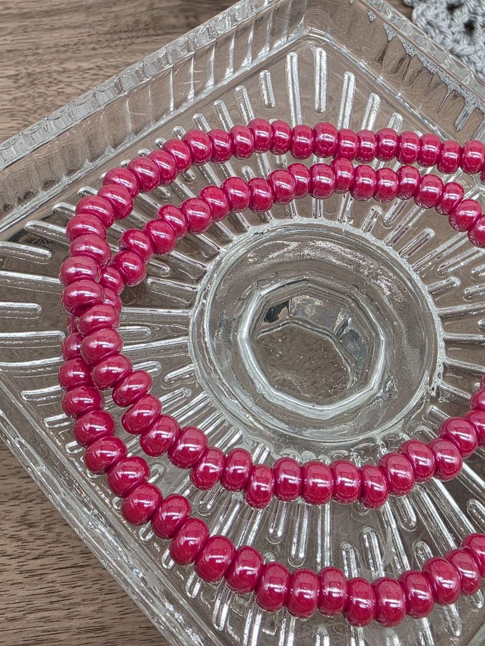 Glass Rondelle Beads – Pearl Hot Pink – 6 mm – Approx. 100 pcs