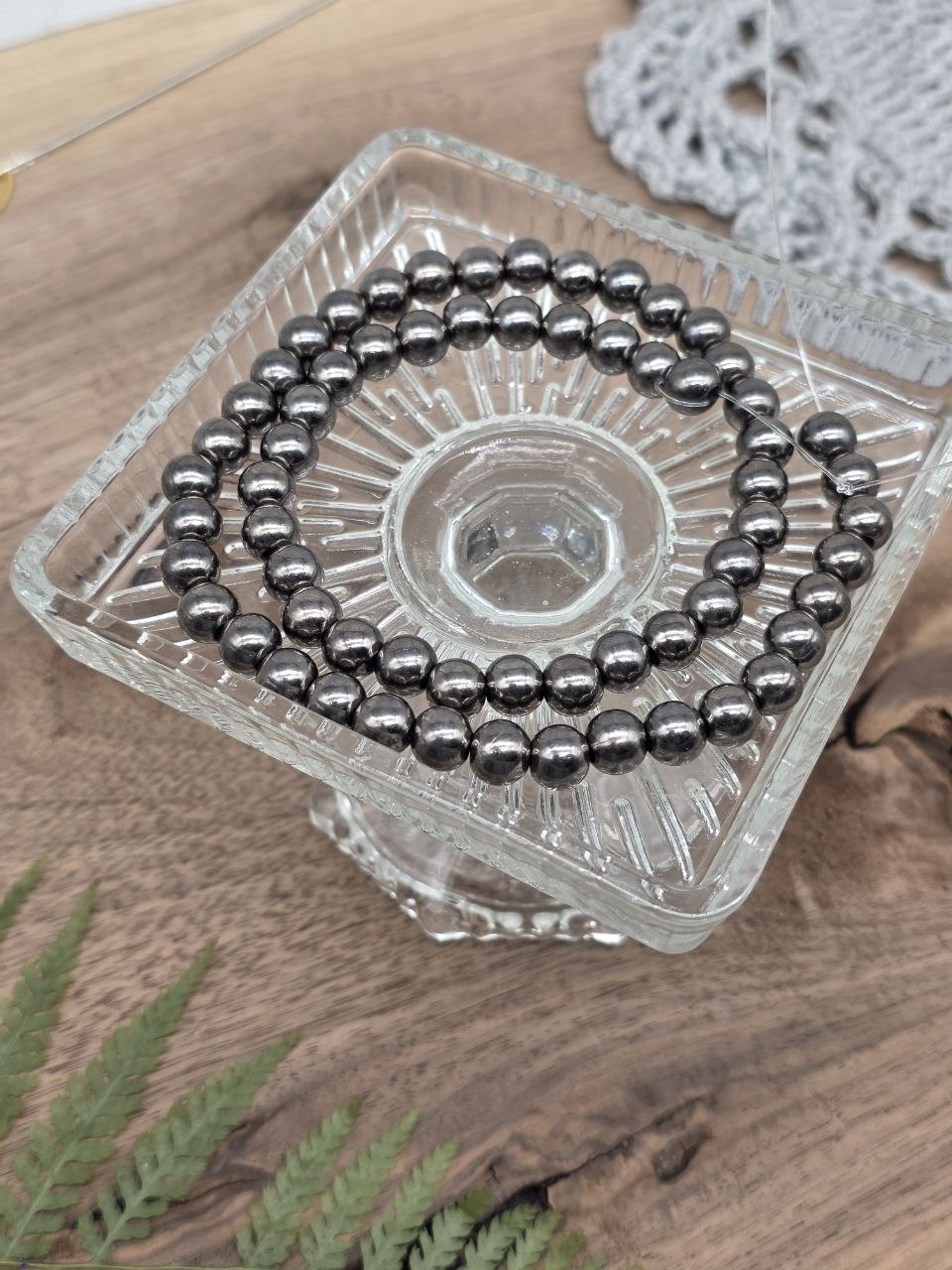 Metallic Acrylic Round Beads – Gunmetal 8 mm – 60 pcs