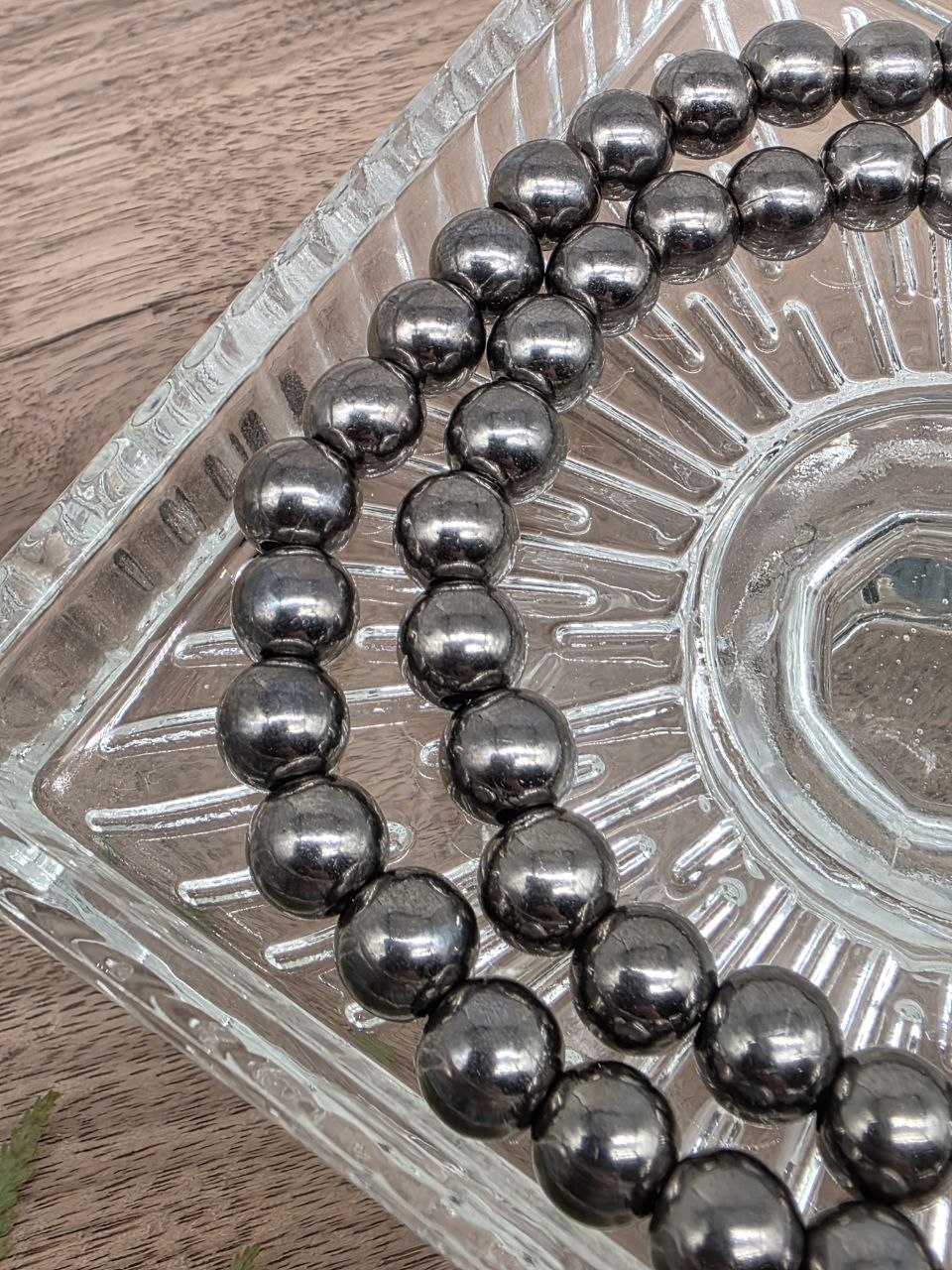 Metallic Acrylic Round Beads – Gunmetal 8 mm – 60 pcs