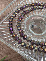 Faceted Glass Rondelle Beads 6 mm – Purple Iris Metallic, 80 pcs