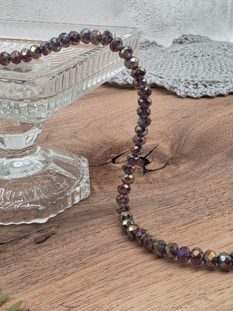 Faceted Glass Rondelle Beads 6 mm – Purple Iris Metallic, 80 pcs