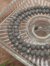 Faceted Glass Rondelle Beads 6 mm – Wolf Grey, 80 pcs