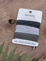 Bead Landing Genuine Flat Leather Cords – Raven, Moon Mist & Wolf Grey – 2.4 mm – 3 × 2.3 m