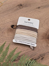 Bead Landing Genuine Flat Leather Cords – Mushroom Grove, Limestone & Morning Fog – 2.4 mm – 3 × 2.3 m