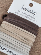 Bead Landing Genuine Flat Leather Cords – Mushroom Grove, Limestone & Morning Fog – 2.4 mm – 3 × 2.3 m