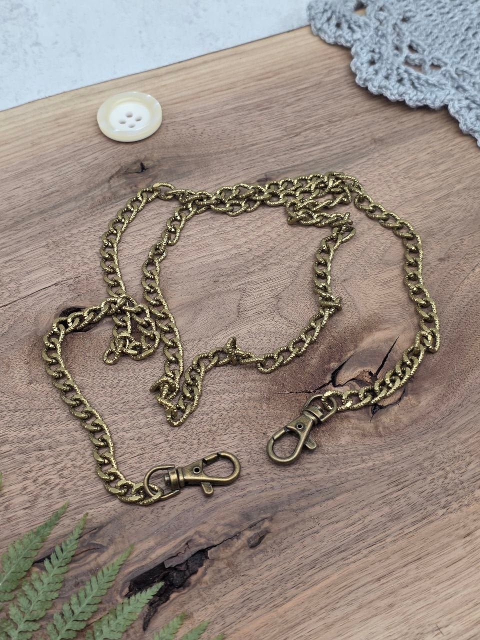 Antique Brass Curb Bag Chain with Swivel Clasps – 120 cm