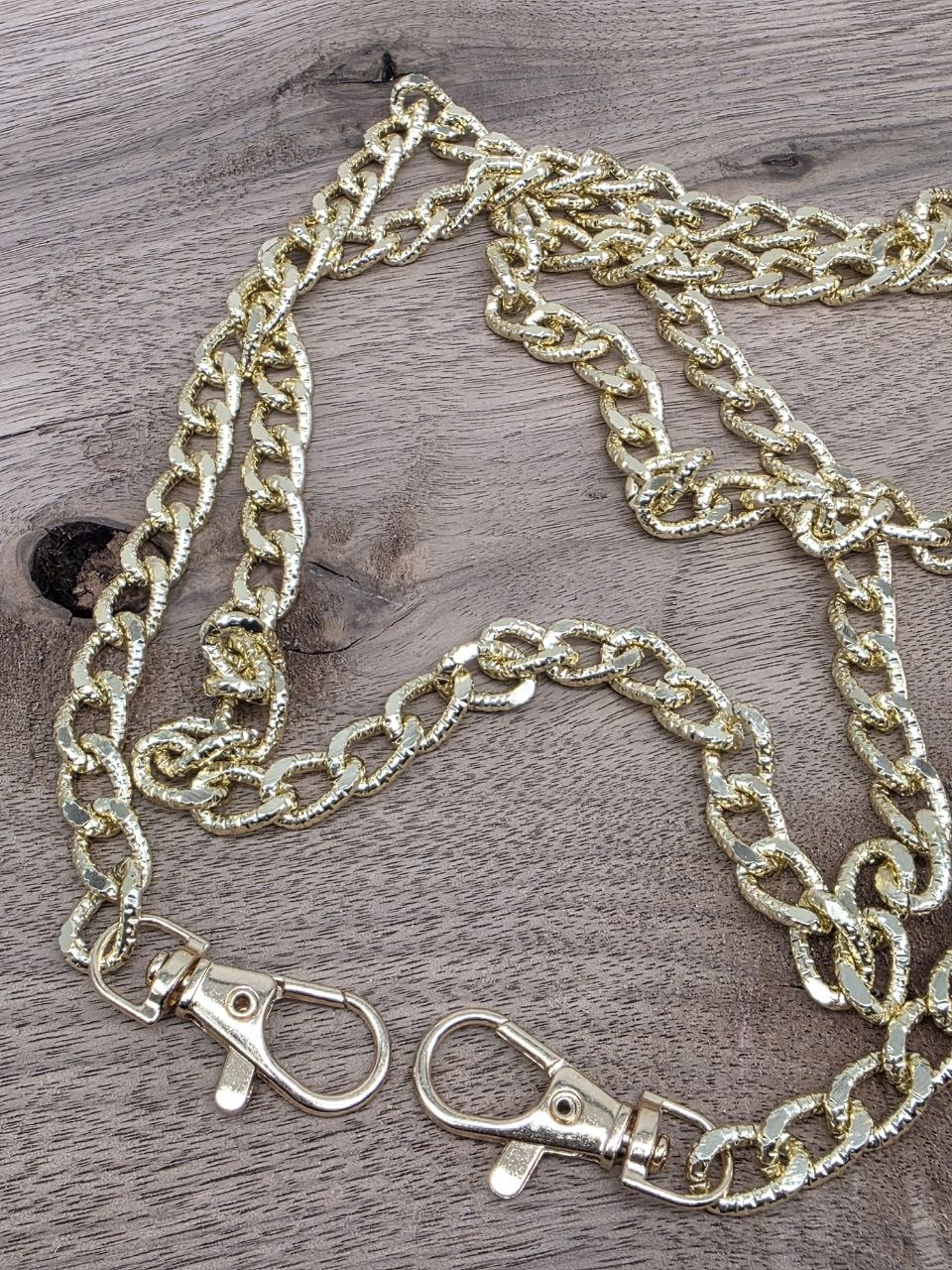 Gold Curb Bag Chain with Swivel Clasps – 120 cm