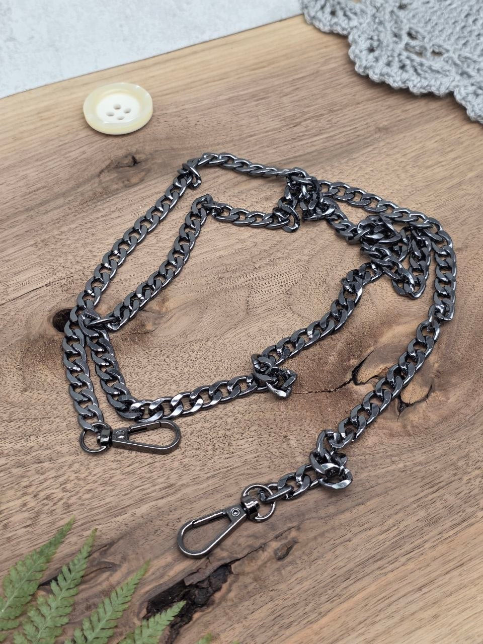 Gunmetal Wide Curb Bag Chain with Swivel Clasps – 120 cm