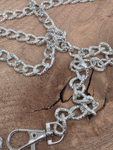 Textured Silver Bag Chain with Swivel Clasps - 115cm