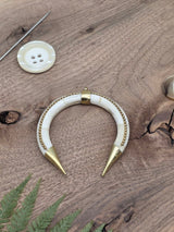 Large Natural Horn Pendant with Brass Details – 8.5 × 8 cm