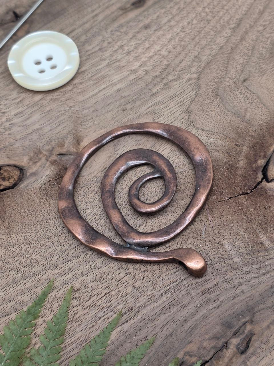 Large Spiral Statement Pendant – Antique Copper Finish – 7.5 × 7.5 cm