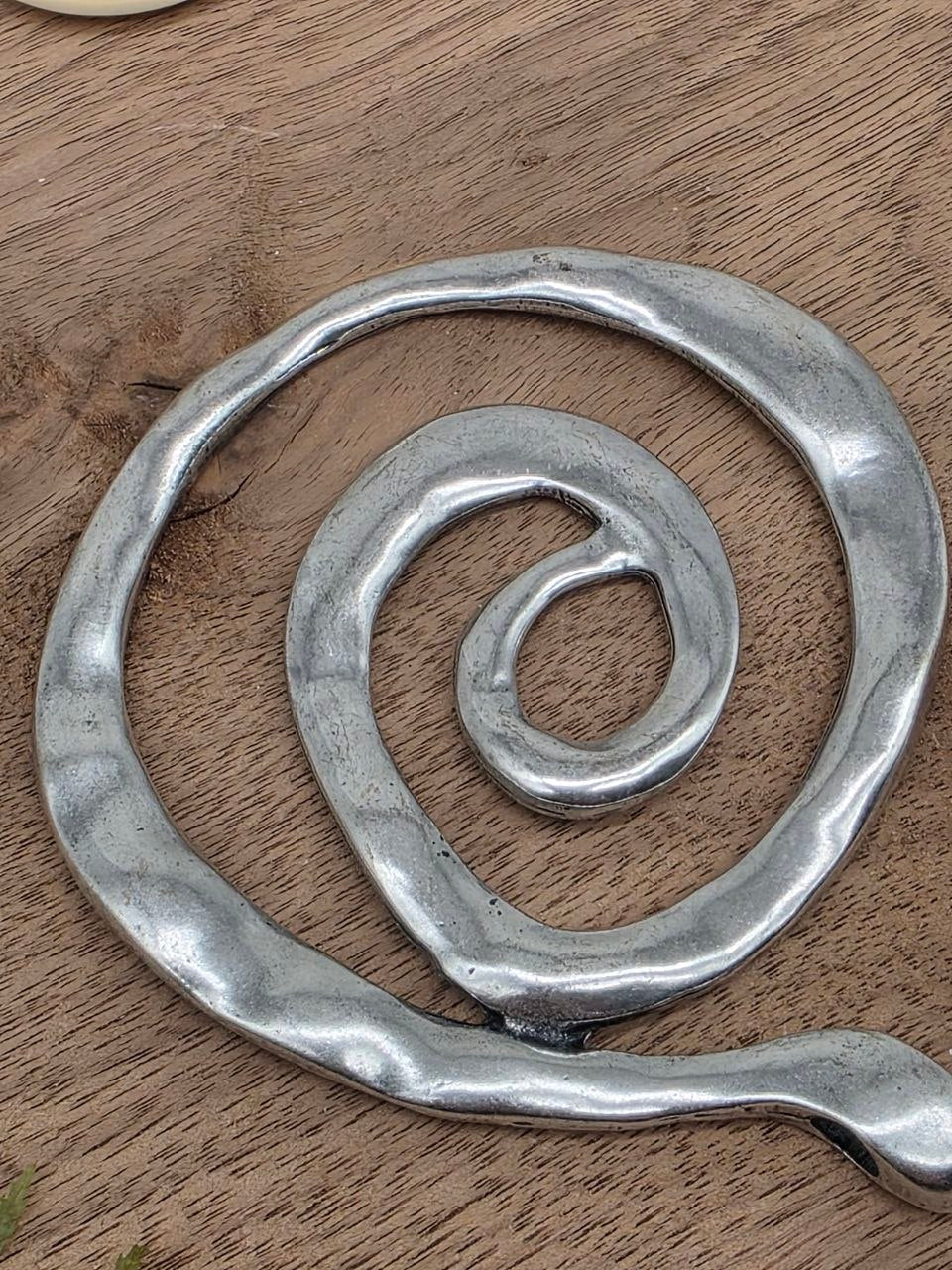 Large Spiral Statement Pendant – Antique Silver Finish – 7.5 × 7.5 cm
