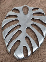 Large Monstera Leaf Pendant – Antique Silver