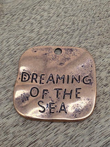 Vintage Style Metal Pendant "Dreaming of the Sea" – Antique Copper, 25 mm
