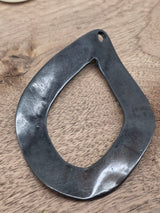 Organic Teardrop Metal Pendant – Black Gunmetal, 90 × 60 mm  Description