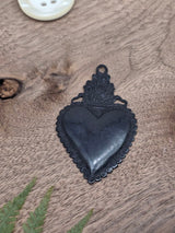 Sacred Heart Metal Pendant – Black Gunmetal, 70 × 45 mm