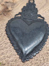 Sacred Heart Metal Pendant – Black Gunmetal, 70 × 45 mm