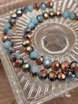 Faceted Glass Beads – Dusty Blue & Iris Metallic, 8 mm (60 pcs)