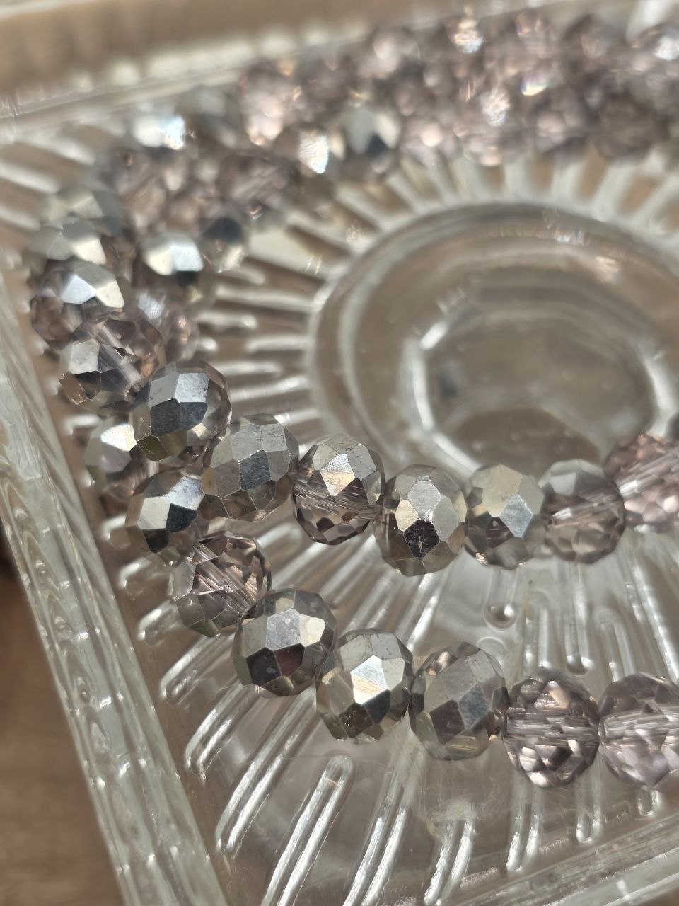Faceted Glass Beads "Moonstone & Spellsteel" – 8 mm (60 pcs)