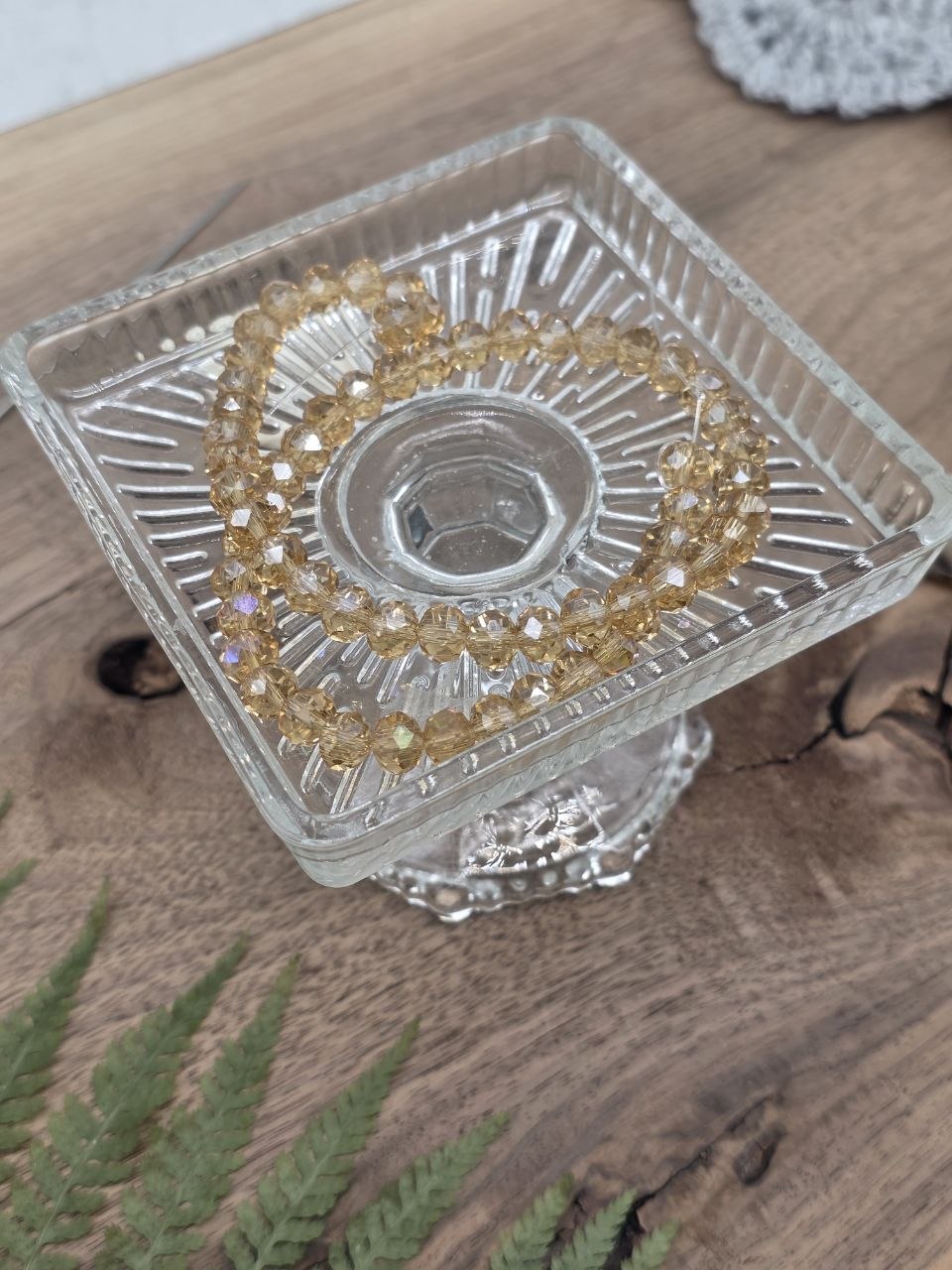 Faceted Glass Beads "Golden Mist" – 8 mm (60 pcs)