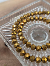 Faceted Glass Beads "Antique Gold" – 8 mm (60 pcs)
