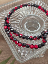 Faceted Glass Beads 6 mm – Red & Black Mix – 60 pcs