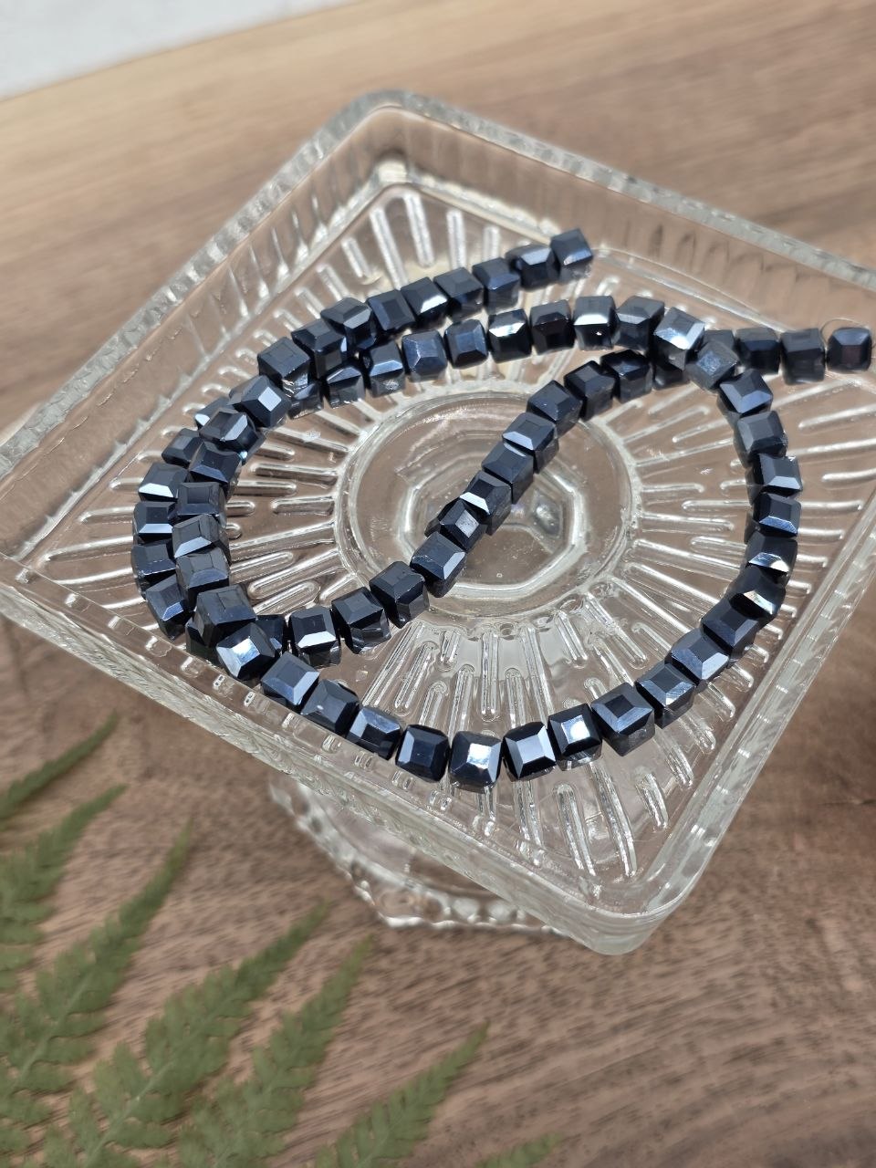 Natural Quartz Faceted Cube Beads 6 mm – 60 pcs - Black Prism