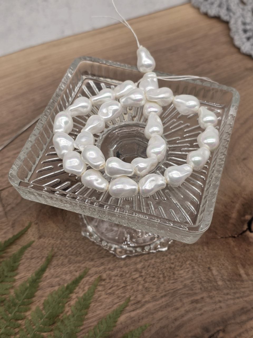 Majorca Pearl Baroque Beads 15 × 8 mm – Moonmilk – 27 Pcs