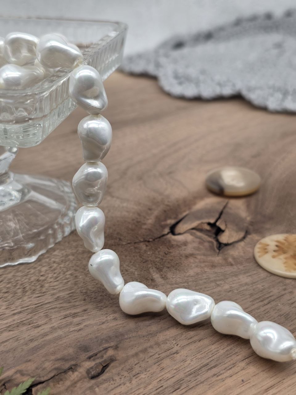 Majorca Pearl Baroque Beads 15 × 8 mm – Moonmilk – 27 Pcs