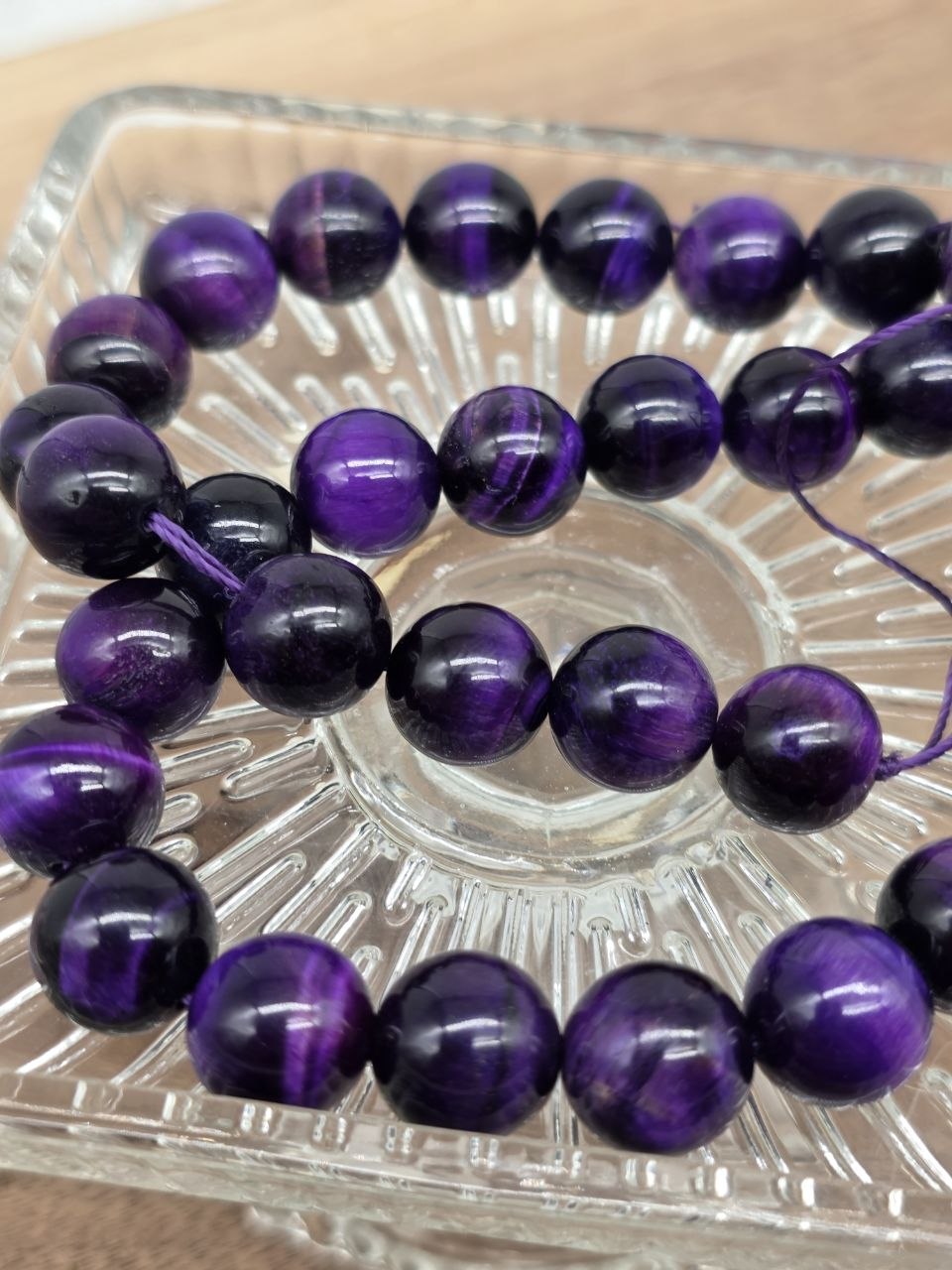 Purple Tiger Eye Beads 12 mm – Natural Gemstone – Approx. 38 cm Strand