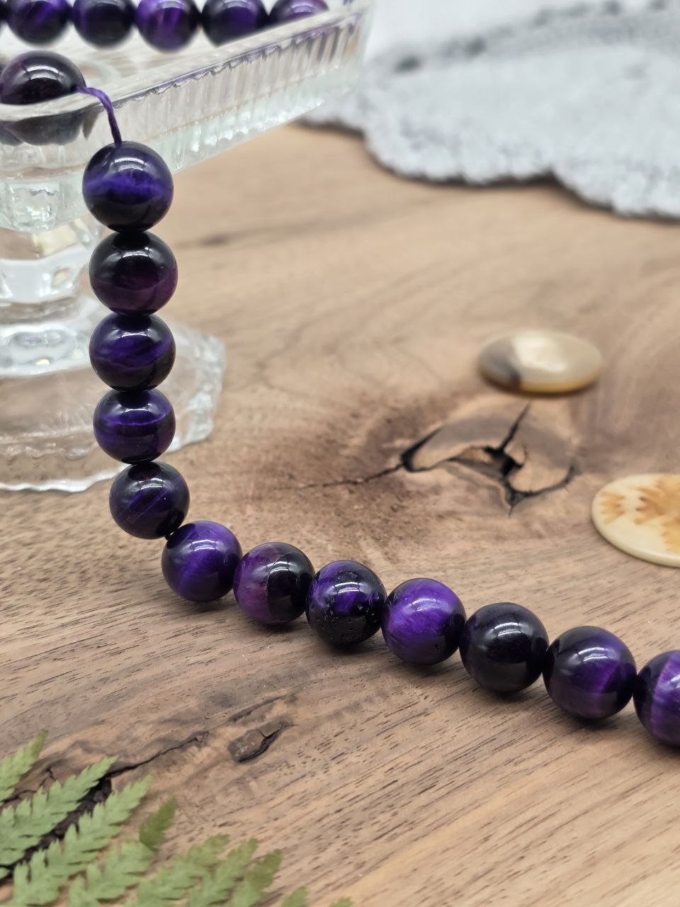 Purple Tiger Eye Beads 12 mm – Natural Gemstone – Approx. 38 cm Strand