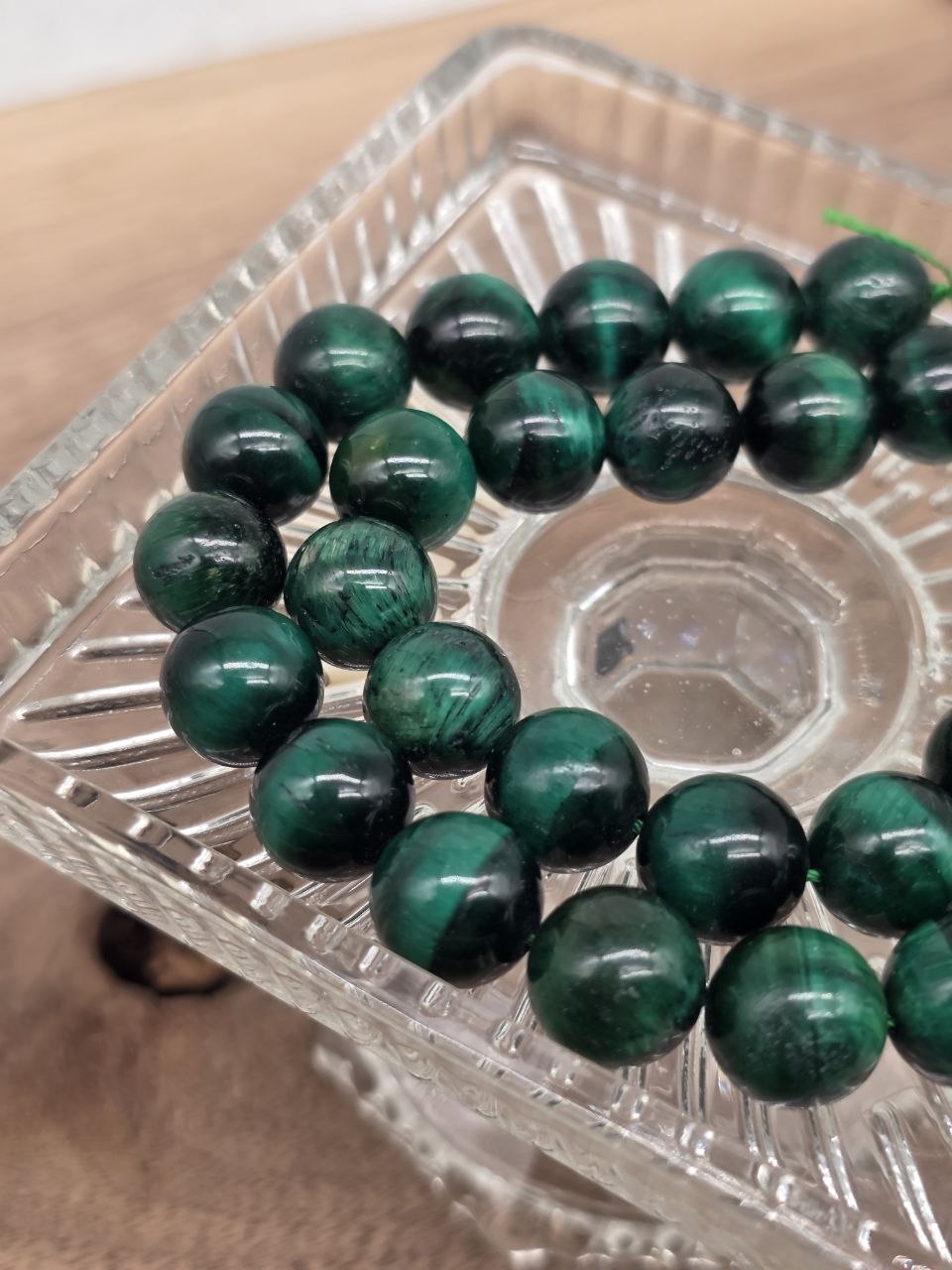 Green Tiger Eye Beads 12 mm – Natural Gemstone – Approx. 38 cm Strand