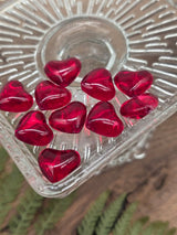 Ruby Red Glass Heart Beads – 15 mm, 10 pcs