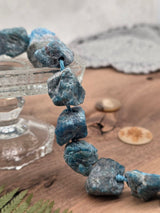 Raw Blue Apatite Beads – 20–28 mm, 38 cm Strand