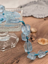 Raw Aquamarine Blue Quartz Beads – 20–28 mm, 38 cm Strand